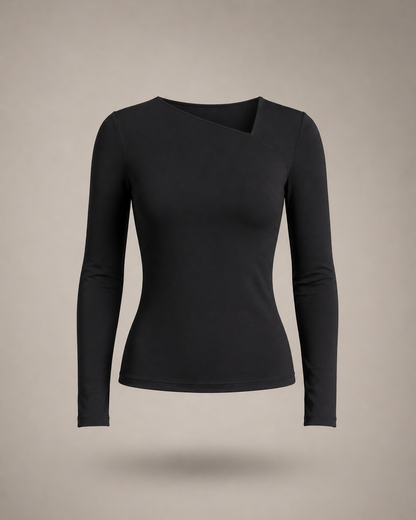BLUSA ASIMÉTRICA UMBRA –  LYCRA FRIA NEGRA